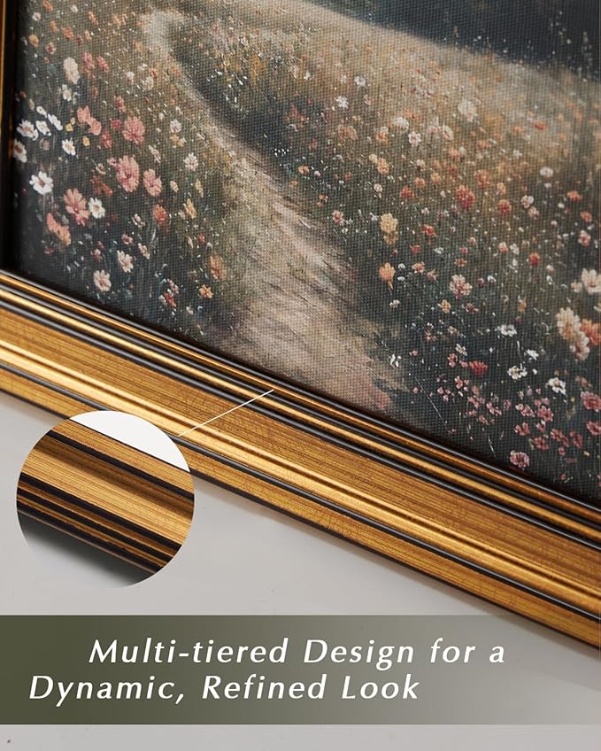 HUARCEY Gold Framed Vintage Wall Art for Living Room, Still Life Painting Prints Shelf Decor for Kitchen, Aesthetic Bedroom Wall Art, Best Gifts for Friends or Family - Before Meals 16L x 12W