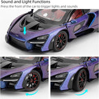 1:24 Scale Car Model Compatible for Collectible McLaren Senna Super Sports Car Toys, Zinc Alloy Pull Back Toy Vehicle with Sound and Light for Adult Boys Girls 3 4 5 6 7 8 (Blue)