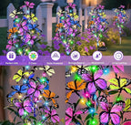 Solar Garden Lights Outdoor Waterproof Garden Decor, 4 Pack Upgraded 240 LED 54 Butterfly Colorful Outdoor Solar Decor for Yard Patio Gifts for Womens Mom (4 Pack Butterfly)