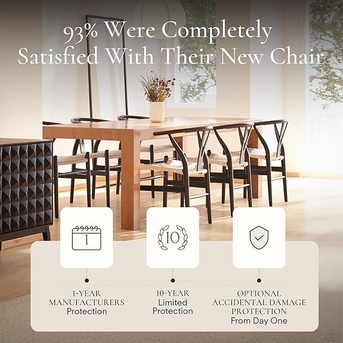 POLY & BARK Weave Dining Chairs – Mid-Century Modern Wishbone Dining Chairs with Arms, Solid Wood Frame, Indoor Use – Black – Set of 2 - Ideal for Dining Room, Kitchen or Stylish Accent Setting