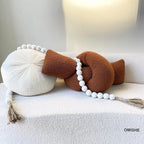 OMISHE 76" Long Extra Large Wood Bead Garland with 1.6" Diameter Wooden Beads and Tassels, Rustic Farmhouse Country Decorative Beads for Home Tiered Tray Decor, Rustic White