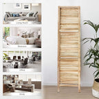 Room Divider with Shelves, Privacy Screen, Room Dividers and Folding Privacy Screens, 4 Panel Wood Temporary Wall Partition Separation Separator, Natural