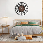 Large Wall Clock for Living Room Decor, 24 Inch Non Ticking Silent, Battery Operated Modern Vintage Oversized Wall Clock for Bedroom Kitchen