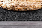 CAMILSON Indoor and Outdoor Runner Rug Dark Gray Black Solid Boho Woven Design Easy-Cleaning Non Shedding Farmhouse Living Room Bedroom Garden Patio and Kitchen Washable Outside Carpet Alfombras (2x7)