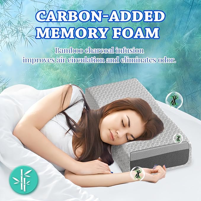 HARBOREST Cooling Cube Pillow - Side Sleeper Pillow for Neck and Shoulder Pain, Memory Foam Pillow Cube Pro with Adjustable Firmness,24"x12"x6", Grey