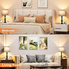 Upgraded Touch Lamps for Bedrooms Set of 2 - Nightstand Table Lamp with USB C+A, 3 Way Dimmable Lamps for Living Room(Grey)