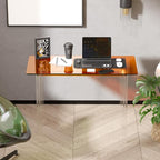 Acrylic Desk, Modern Study Table for Home Office - Extended Surface Multi-Purpose Console & Entryway Table, Sturdy Lightweight Design (42.5-inch, Orange)