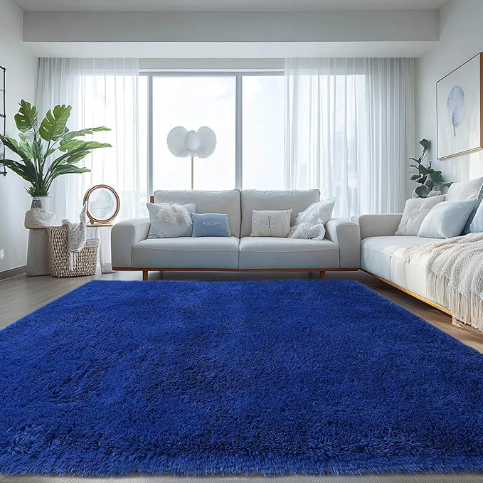 Blue Fluffy Area Rug for Bedroom: Blue Area Rug 6x9 for Living Room - Plush Shag Rug for Kids Room (6x9 Feet.Blue)