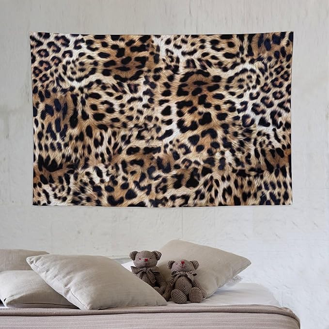 HZOHNAGO Leopard Print Tapestry Nature Wildlife Vintage Cheetah Fur Spot Animal Skin Wild Animals Spots Printed Wall Tapestry Painting Wall Hanging for Bedroom Living Room Dorm 60" W x 40" H