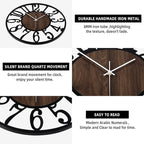 LEIKE Large LED Wall Clocks,Silent,Non Ticking,Battery Operated Rustic Round Modern Big Wood Wall Clock for Living Room, Bedroom,Kitchen,Farmhouse,Office,Home Decor -24" Black,LED,Arabic Number