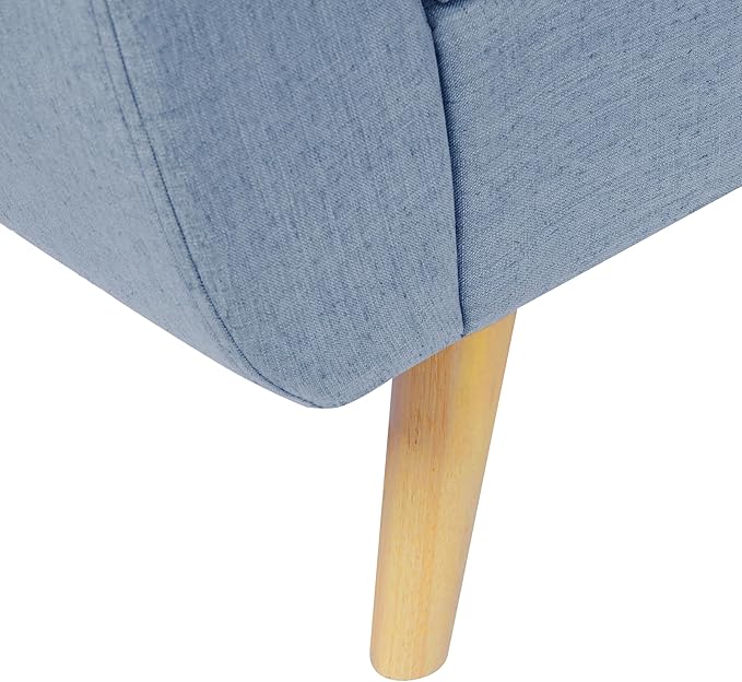 HomePop Modern Storage Bench with Wood Legs |Homepop Home Décor|Bench with Storage for Living Room & Bedroom - French Blue Woven