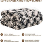 L'AGRATY Chunky Knit Blanket Throw: 50''x60'' Chenille Chunky Knitted Throw Blankets for Bed Couch - Handmade Thick Cable Knit Blanket - Large Crochet Rope Blankets for Home Decor