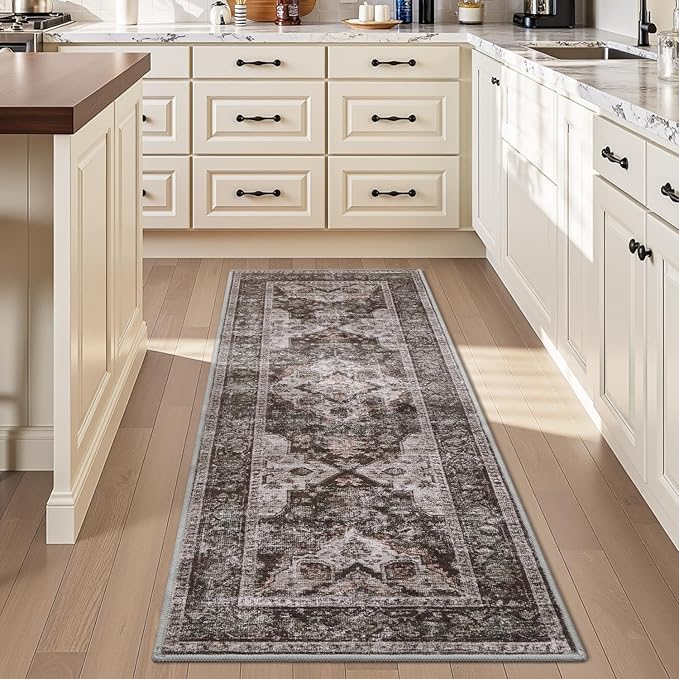 AMOAMI-2X3 Small Rug-Washable Rugs Entryway Mat Indoor-Soft Vintage Non Slip Rugs for Kitchen Laundry Room Bathroom Brick/Brown Decorative Accent Rug for in Front of Sink 24 Inch x36 Inch