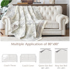 jinchan Boho Floral 100% Cotton Blanket 4-Layer Throw Blanket with Tassel Grey and White Flower Butterfly Soft Luxury Rustic Farmhouse Decor Blanket for Couch Bed 80x90 inch All Season Gift for Women