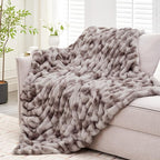 Ultra Soft Luxury Faux Fur Throw Blanket for Counch,Fuzzy Fluffy Plush Warm Cozy Elegant Wrinkled Blanket for Sofa Bedroom Living Room,（50"x60",Tie-dye Taupe）