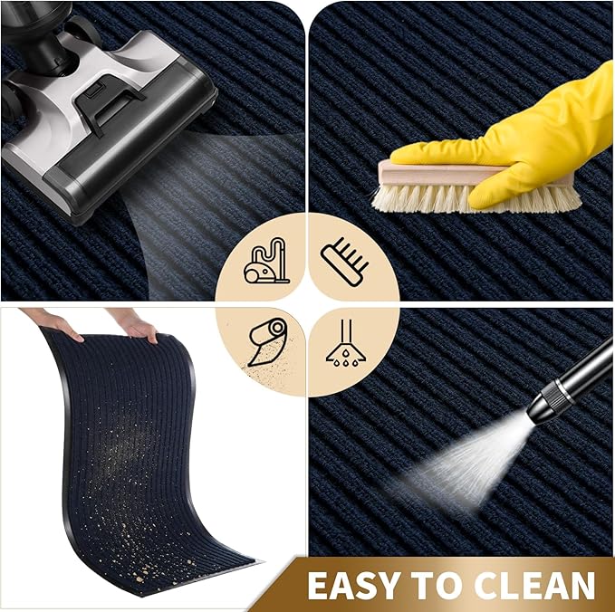 Yimobra Front Door Mat Outdoor Indoor Entrance, 100% Waterproof All-Season All Weather Doormat, Welcome Matt Outside Entry, Non Slip, Low Profile, Heavy Duty Patio Porch Floor Mats,47 x 32,Navy Blue