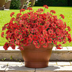 Krissing 48 Bundles Outdoor Artificial Flowers UV Resistant Fake Silk Flowers Faux Plastic Plants Outside Garden Porch Window Box Summer Decoration (Red)