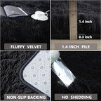 CAIYUECS Shag Area Rug,Indoor Ultra Soft Plush Rugs for Bedroom Living Room, Non-Skid Modern Nursery Faux Fur Rugs for Kids Room Home Decor (6x9 Feet, Black)