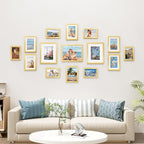 Vittanly 15 Pack Picture Frames Collage Wall Decor for Mounting or Tabletop Display, Gallery Frame Set for Family, Multi Sizes Including 3pcs 8x10, 6pcs 5x7, 6pcs 4x6, Gold