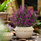 8 Pack Artificial Plants Flowers Grass Shrubs Lavender No Fade Faux Plastic Flowers Outdoor for Farmhouse Garden Porch Patio Indoor Wedding Decoration Greenery Fake Plants uv Resistant