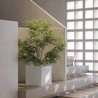 White Outdoor Planter Square Steel Planters Galvanized Steel Planter Box Indoor Metal Large Planters Cube Heavy Duty Flower Pot 20 Inch Modern Commercial Residential for Trees Patio Deck Yard Garden