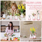 Inbagi Glass Vase, 20 Pcs Set of Small Vintage Flower Vases in Gradient Pink, Decorative Centerpieces for Home, Wedding Table, Christmas Decoration