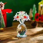 Iridescent Crystal Flower Figurine Collectibles for Women AB Color Glass Flowers Ornament Collection Crystal Christmas Decoration for Home Office