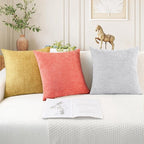 CaliTime Throw Pillow Covers Decorative 12 X 20 Inches Pack of 2 Cozy Chenille Cushion Cases for Couch Sofa Bed Living Room Home Living Coral