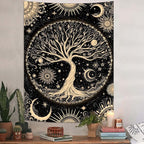 Lunerfex Tree of Life Tapestry Starry Sky Wall Tapestry, Vintage Tapestries for Bedroom Ceiling Tapestries Wall Hanging for Bedroom Living Room Decor Tree-3 36"x48"