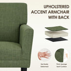 COLAMY Modern Accent Chair for Living Room, Upholstered Fabric Accent Armchair with Back, Soft Single Sofa Chair with Arms for Bedroom/Office/Reception Room, Green