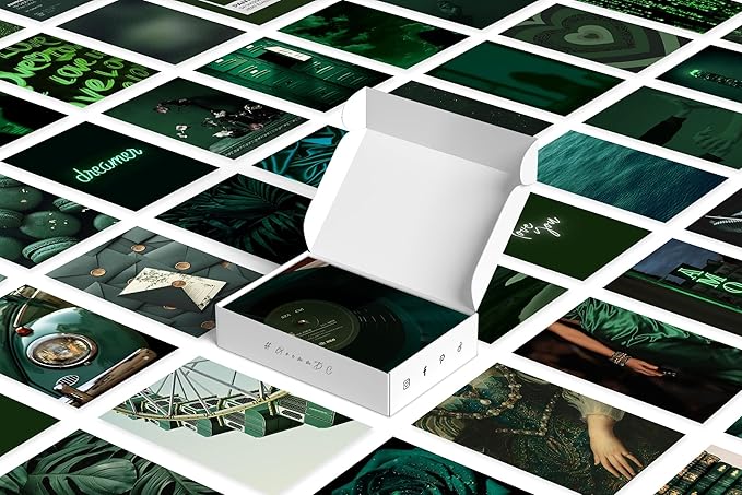 Y2K BOO Dark Green Wall Collage Kit - 50 Aesthetic Posters for Room Decor, Perfect for Dorms and Bedrooms, Stylish Dark Green Wall Art for Teen Girls and Cozy Spaces