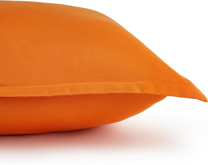 Amazon Basics 3 Piece Soft, All-Season Microfiber Kid's Comforter and Pillow Sham Set, Full/Queen, Bright Orange, Solid