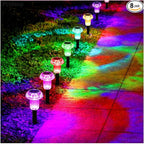 Solar Lights Outdoor Pathway Waterproof 8 Pack Color Changing LED Acrylic Mushroom Decorative Garden Lights for Yard Landscape Patio Outside Christmas Decorations