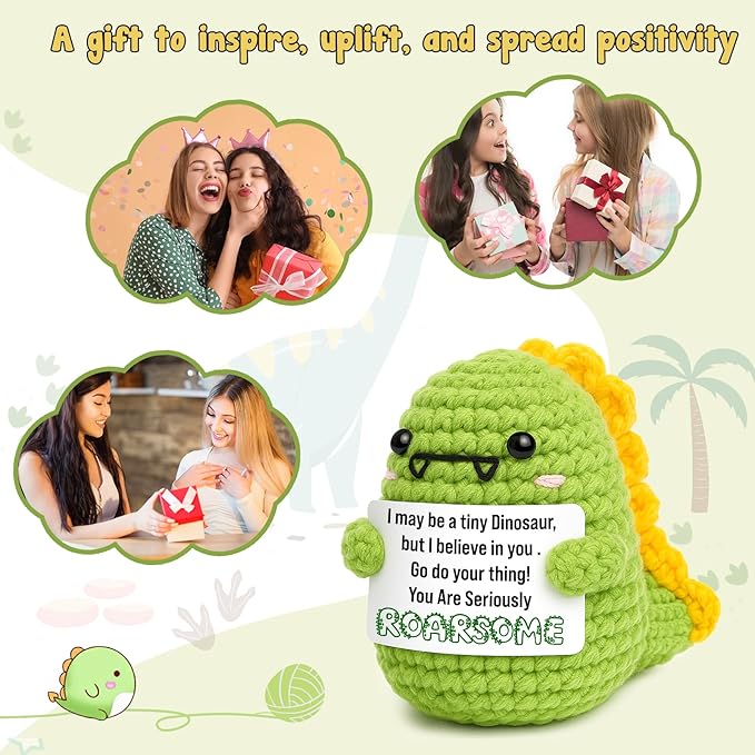 OCCdesign Mini Christmas Inspirational Gifts – Handmade Positive Dinosaur for Women Men Coworkers Friends Encouragement Birthday Christmas Holiday Stocking Stuffer