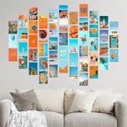Y2K BOO Peachy Teal Wall Collage Kit - 50 Trendy Peach and Teal Aesthetic Photos for Dreamy Spaces, Perfect Room Decor for Teens, 4"x6" Preppy Wall Art for College Dorms