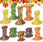 Mumufy 20 Pcs Glass Crystal Taper Candle Holders Clear Glass Candlestick Holder Fit 0.8 Inch Candles Crystal Decorative Candle Stand Centerpiece Table Wedding Dining Party(Fall Color)