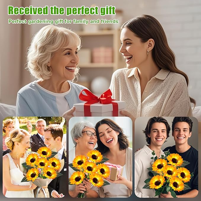 Sunflower Solar Lights Outdoor Decor, 6 Pack Solar Garden Decor 36 Waterproof Solar Sunflower Outdoor Lights for Garden Patio,Flower Bed, Pathway, Gift for Women, Mom, Grandma (6 Pack)