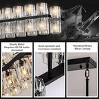 Crystal Black Rectangular Chandelier Light Fixture,72 in Large Dining Room Chandelier Over Table,Modern Chandeliers for Living Room,Arcachon Chandeliers,Kitchen Island,Includes 80xG4 Bulbs