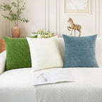 CaliTime Throw Pillow Covers Decorative 12 X 20 Inches Pack of 2 Cozy Chenille Cushion Cases for Couch Sofa Bed Living Room Home Smoke Blue