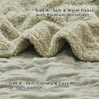 EMME Muslin and Fleece Throw Blanket Reversible - 50"*60" Sage Green Soft Warm Throw Blankets for Couch Bed Picnic Travel Bed