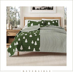 Great Bay Home Full/Queen Reversible Rustic Lodge Olive Bedspread Quilt with Shams - All Season Cabin Coverlet Bedding Set (Includes 1 Quilt, 2 Pillow Shams)
