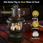 3-Wick Emergency Candle Lantern for Power Outages [18H+ Burning Time] Vintage Decorative Candle Lantern for Real Candles, Outdoor Portable Camping Survival Lighting [7.1"*5.7" - Forest Green]