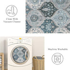 Lahome Moroccan Washable Runner Rug, 2'5''x8' Ultra-Thin Vintage Kitchen Runners for Hallways, Oriental Non-Slip Hallway Rug Carpet for Entryway Bedroom Laundry Room Foyer, Blue