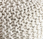 FRELISH DECOR Round Pouf Ottoman Hand Knitted 100% Cotton Pouf Foot Stool - Knitted Bean Bag - Floor Chair for Living Room Bedroom - Foot Rest for Couch (20 Diameter x 14 Height) - Natural