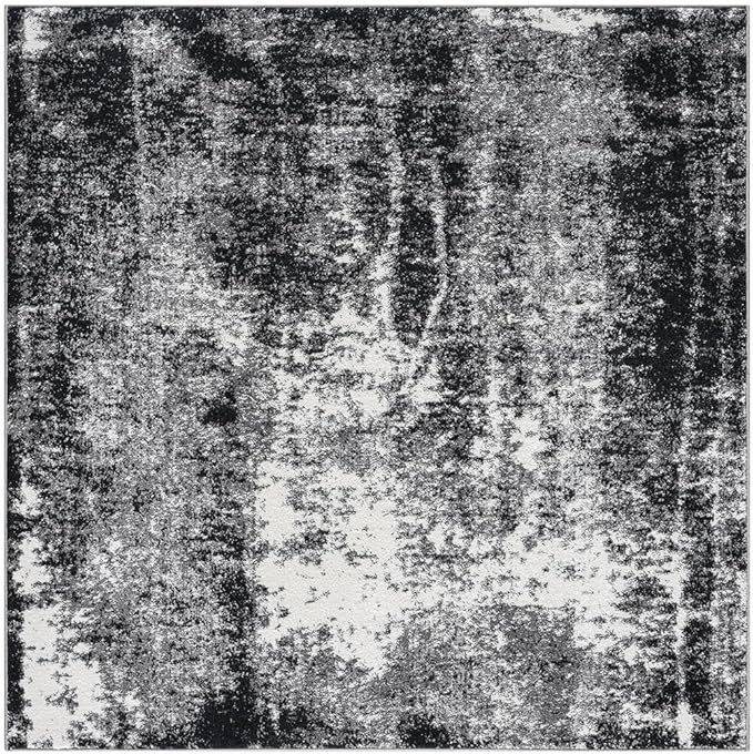 Keen Home Design Area Rugs - 10ft Round Non-Shedding, Abstract Rugs for Kitchen, Living Room, Bedroom, Dining Room, Entryway - Size: 10' Square, Abstract Black