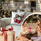 Coquette Leopard Bow Cherry Pillow Covers 18x18, Coquette Cheetah Print Room Decor, Preppy Girly Trendy Leopard Ribbon Cherry Decorative Throw Pillow Covers for Girls Dorm Apartment