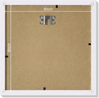 Vittanly 8x8 Picture Frames Set of 9, Shatter Resistant Plexiglass, Display 4x4 Pictures with Mat or 8x8 without Mat, Photo Frames for Wall Mount, Engineered Wood, White