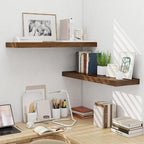 Fun Memories Floating Shelves for Wall 36 Inches, Wood Shelves with Invisible Bracket, 10" Deep Shelves Wall Mounted, Large Floating Shelves for Living Room Bathroom, Rustic Brown, Set of 2