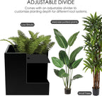 Kozyard 20'' Cube Metal Planter Steel Planter Box Black Steel Flower Pot with Saucer Partition Panel for Trees Plants Flowers Indoor Outdoor Garden Patio Deck Yard