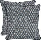 Ridhi Modern Farmhouse Pillow Covers Decorative Cotton Throw Pillow Covers Set of 2 Peacock Blue Cushion Covers for Boho Couch Sofa Bed Living Room Spring Home Decor 20x20